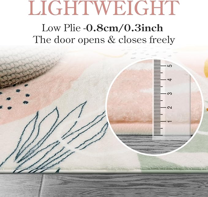 Lahome Pink Rug Machine Washable Area Rugs - 6x9 Non-Slip Large Living Room Rug Lightweight Throw Soft Carpet for Bedroom, Boho Botanical Print Ultra-Thin Indoor Rug for Classroom Nursery Dining Room