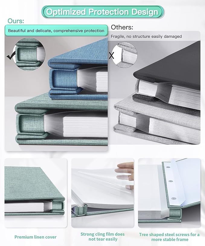 Popotop Photo Album Self Adhesive Scrapbook Album for 4x6 5x7 8x10 Pictures DIY Photo Book as Scrapbooking Supplies Kits, Birthday Gifts for Women Mom Wedding Baby Family Travel