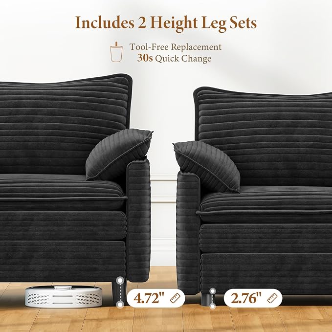 Vesgantti 101" V-Shaped Corner Couch Sectional, 7 Seat Customizable Modular - Image 3