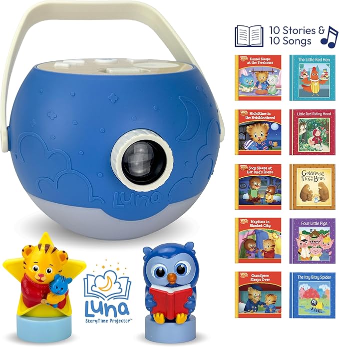 Kids Book Projector – 5 Daniel Tiger & 5 Classic Read-Aloud Stories, 10 Songs & Night Light & Soothing Dream Music | Children Ages 3+ Storytime Projector | Toys, Owl & Daniel Tiger
