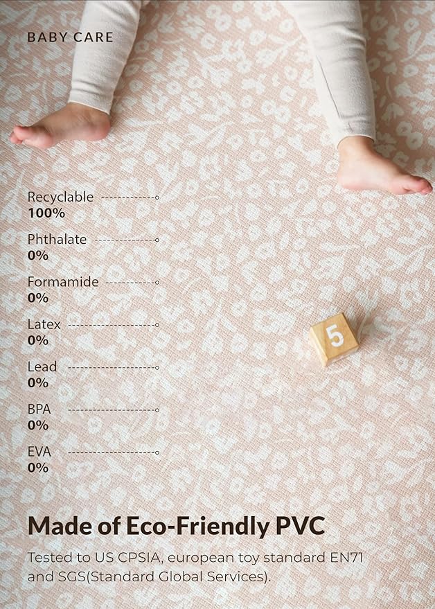 Baby Care Play Mat (Medium, Hygge - Bloom & Entry) 73’’ x 49’’ Original One-Piece Reversible Rollable Waterproof Play Mat for Infants, Babies, Toddler, and Kids