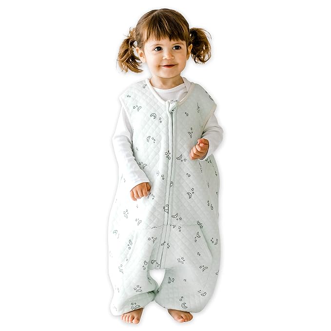 Tealbee DREAMSUIT: Toddler Sleep Sack with Feet 12-18 months, 18-24 months - 0.8 TOG Lightweight Baby Wearable Blanket for Walkers - Rayon made from Bamboo, Organic Cotton Sleeping Bag - Croissant