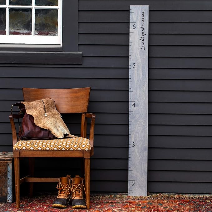 Boho Growth Chart for Wall - Height Board Growth Chart Wooden Growth Chart for Wall Kids Measuring Chart for Wall Height Chart Growth Chart for Kids (Love Grows Here, Gray)