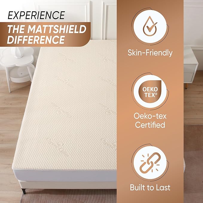 Luxury Organic Mattress Protector Pad Crib - Certified Organic Cotton, Waterproof Skin-Friendly Breathable Mattress Cover - Premium 380 GSM Comfort - Jersey Cotton Skirt
