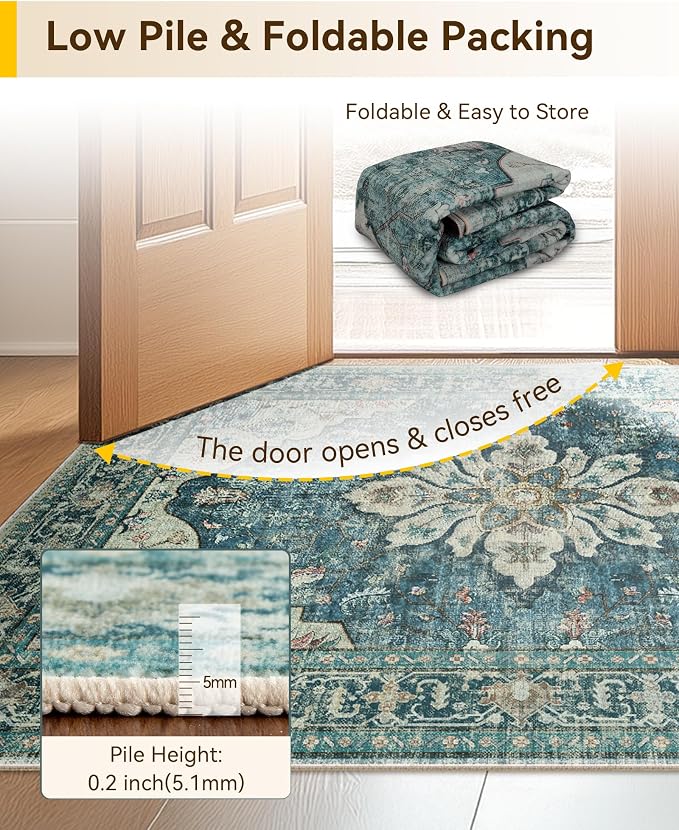 RELEANY Area Rugs 3'x7' Runner Rug Non Slip Washable - Image 5