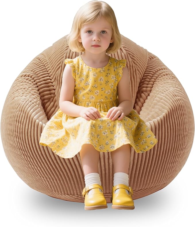 ENBAOHUI Bean Bag Chairs for Kids Memory Foam Comfoy Chair with Filling Sofa Lounge Caramel