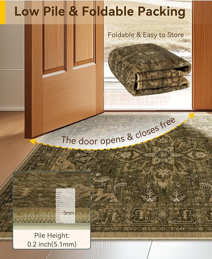 RELEANY Area Rugs 2'x6' Runner Rug Non Slip Washable - Image 5