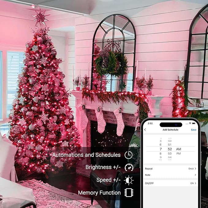 Brizled Smart Christmas Lights, 65ft 198 LED Color Changing Mini Lights, WiFi APP Controlled Xmas Tree Light, Dimmable Christmas Light Work with Alexa Google Home for Indoor Outdoor Year-Round Decor