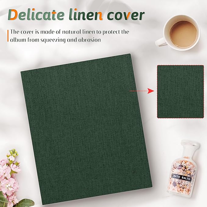 Popotop Photo Album 4x6 200 Pockets for Wedding Gifts,Linen Hardcover Picture Albums for Family Anniversary Baby Vacation Pictures