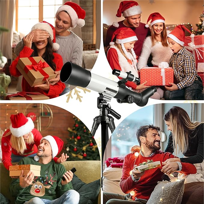 FREE SOLDIER Telescope 70mm Aperture 500mm Refractor Telescope for Adults High Powered - Professional Astronomical Refracting Telescope for Adults Beginners with Phone Adapter and Carry Bag White