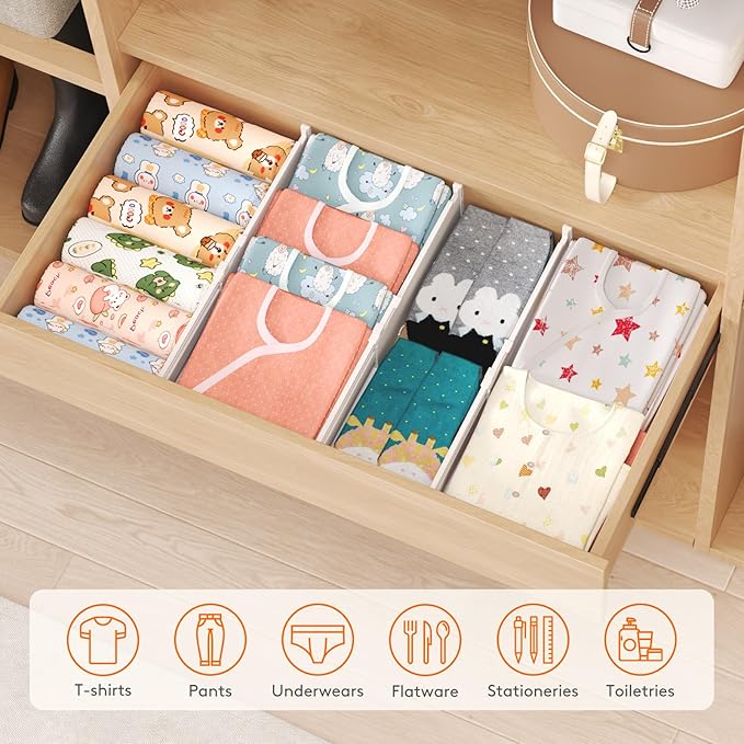 Lifewit 9 Pack Drawer Dividers 4" High, 13.8-22.5" Dresser Drawer Divider, Adjustable Drawer Organizers for Clothes, Plastic Drawers Separators for Dresser, Bedroom, Bathroom, Kitchen, Office