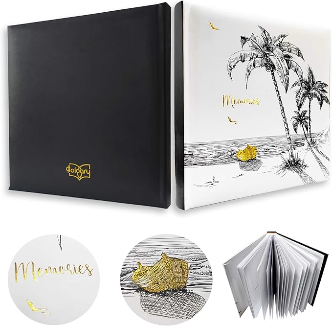 Holoary Photo Album 4x6 160 Photos Two Pictures Per Page, Memo Writing Area for Each Pocket, 160 Pockets 4”x6”, Printed Book Cover Travel Design Natural Beach Vacation Honeymoon Memories