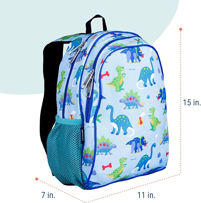 Wildkin 15-inch Kids Backpack – Durable, Padded, Adjustable for School & Travel - Dinosaur Land