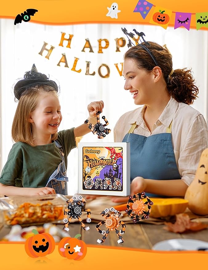 Halloween Decor Toy Gifts for Kids Transformable Fidget Spinners for Adults Stress Relief Sensory Toys for Boys and Girls Fidget Toys Black Orange Halloween Party Decorations