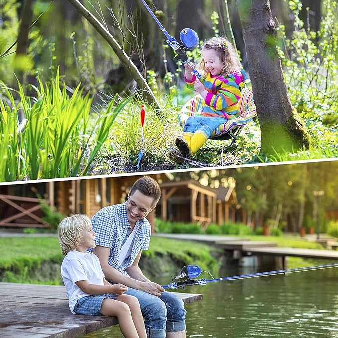 Milerong Kids Fishing Rod, Kids Fishing Pole Portable Telescopic Fishing Rod and Reel Combo Kit for Boys, Girls, Youth - with Spincast Fishing Reel, Fishing Tackles, Fishing Lures, Fishing Lines