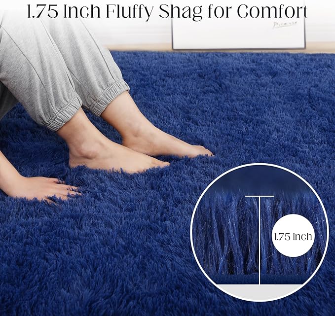 3x5 Blue Rug, Area Rugs for Living Room, Soft Plush Area Rugs for Bedroom, Non-Slip Indoor Carpet for Nursery, Study Room, Playroom, Home Decor