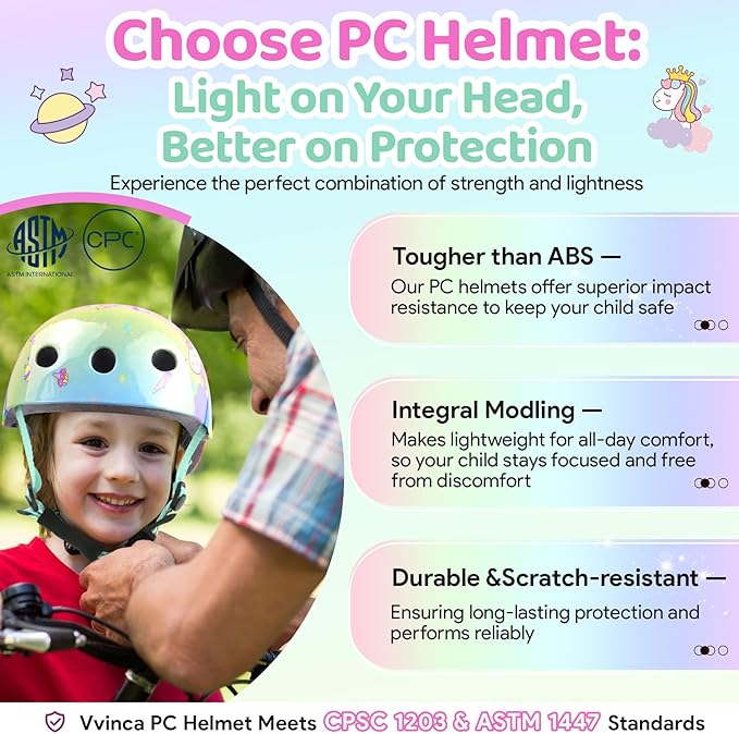 Vvinca Kids Toddlers Bike Helmet Adjustable for Ages 3-5-8 Years, Knee Pads and Elbow Pads Set Wrist Guard Sports Protective Gear Set for Roller Skate Bicycle Skateboard Scooter Girl Boy Birthday Gift