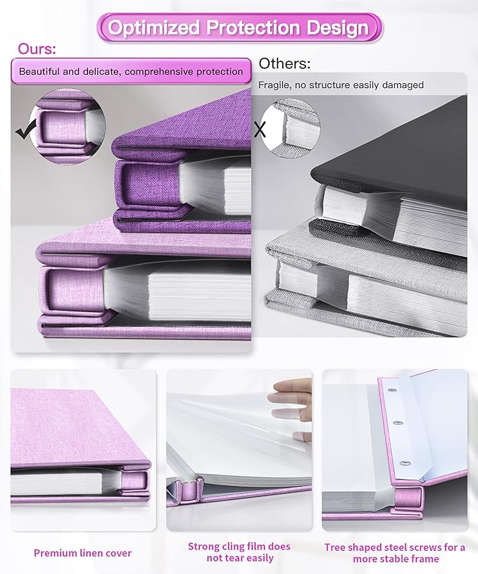 Popotop Photo Album Self Adhesive Scrapbook Album for 4x6 5x7 8x10 Pictures DIY Photo Book as Scrapbooking Supplies Kits, Birthday Gifts for Women Mom Wedding Baby Family Travel