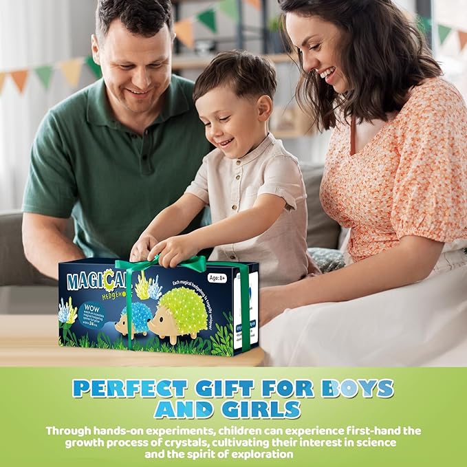 sdaymol Crystal Growing Kit for Kids - 2 Colors Hedgehog to Grow Fast in (24H),Science Experiments Learning & Educational Toys,Science Kits for Kids Age 8-12 STEM Project Gifts for Boys & Girls 6+