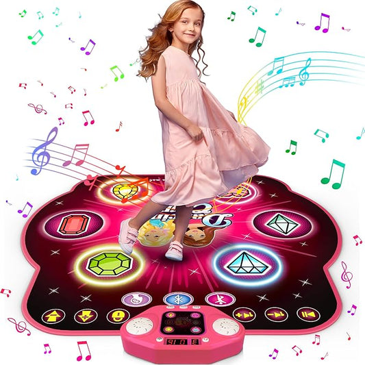 Dance Mat Toys for 3-12 Year Old Girls, 6-Button Kids Dance Mats Bluetooth Dance Pad, Light-up 6 Game Modes Dance Mat for Kids, Christmas/Birthday Gifts for 3-5 6 7 8 9 10+ Year Old Kid