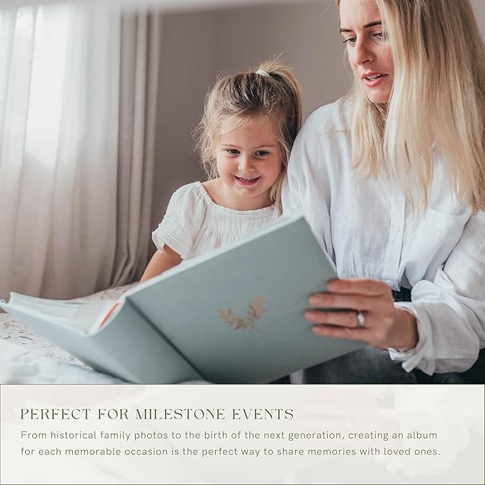 Elegant Linen Photo Album - 200 Acid-Free Pockets for 4x6 Pics - Perfect for Weddings & Gifts