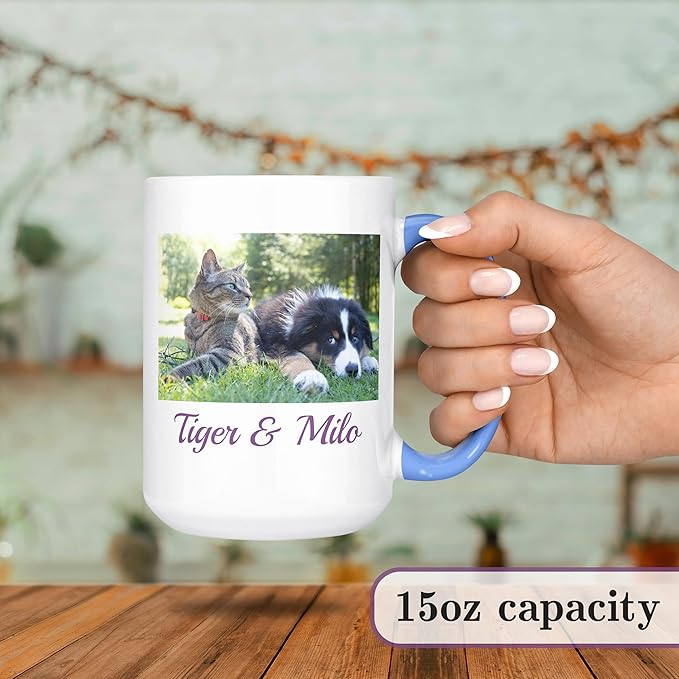 Personalized Mother's Day Coffee Mug, Custom Mum Photo Text 15 Oz Ceramic Mug, Customized Father's Day Gift Idea Picture Name Cup, Taza Cafe Personalizadas Fotos, Cute Gifts Mom Dad, White