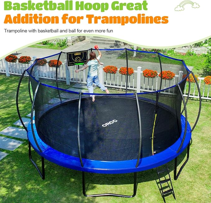 ORCC 1200LBS Weight Capacity Trampoline 16 15 14 12 10 8FT Outdoor Yard Trampolines for Kids Adults Outdoor Yard Trampolines for Kids Adults