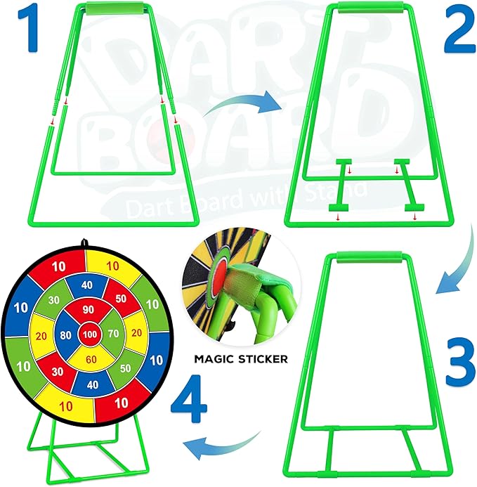 Large Dart Board for Kids, Kids Double-Sided Dart Board with Sticky Balls and Darts, Indoor/Outdoor Sport Fun Party Play Game Toys, Gifts for 3 4 5 6 7 8 9 10 11 12 Year Old Boys Girls