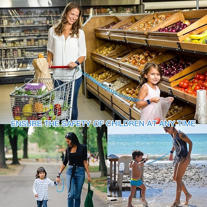 Anti Lost Wrist Link for Toddlers, Safety Toddler Leash, Child Leash, Wrist Leash for Babies and Kids, Children's Safety Wristband for Outdoor, Family Travel(8.2ft/2.5m,Blue)