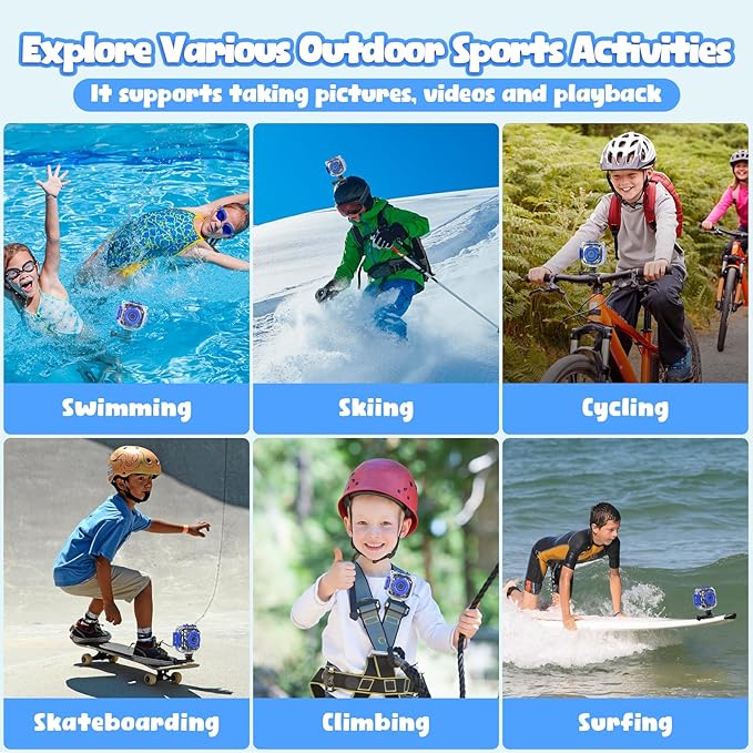 PROGRACE Kids Waterproof Camera for Boy Toys -Waterproof Digital Camera Underwater Video Cameras for Boys Kids Age 3-14 Year Old Birthday Presents with 32GB Card