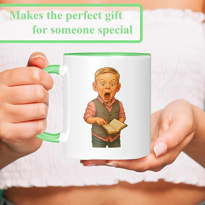 Personalized Coffee Mug, Custom Photo Caricature Gift, Funny Customized Coffee Gift for Men & Women, Custom Mugs with Pictures, Light Green 11oz Customized Ceramic Tea Cup