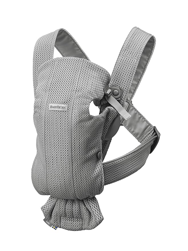 BabyBjörn Baby Carrier Mini, Gray, 3D Mesh | Newborn Carrier (7-25 lbs), Ergonomic, Easy-to-Use
