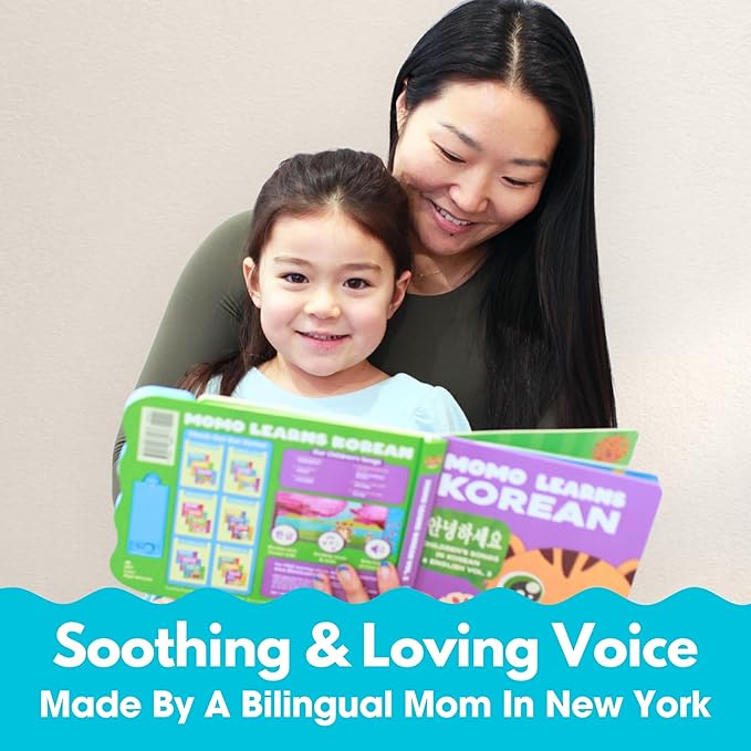 New! Learn Korean for Kids, Momo Learns Korean Vol. 1, Bilingual Korean Baby Book for Kids, Babies & Toddlers 1-3, Kids Board Book w/ Hangul, First Words & Songs, Language Toy for Preschoolers 0-3