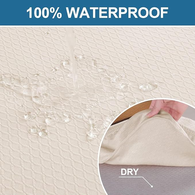 Smiry Waterproof Seat Covers for Dining Room Chairs Set of 6, Stretch Jacquard - Image 3