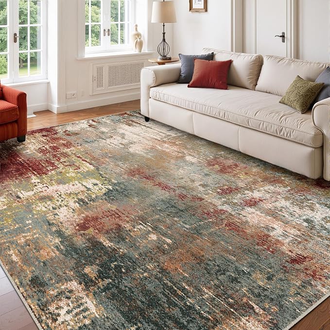 RELEANY Washable Area Rugs 9'x12' Non-Slip Modern Abstract Soft - Image 8