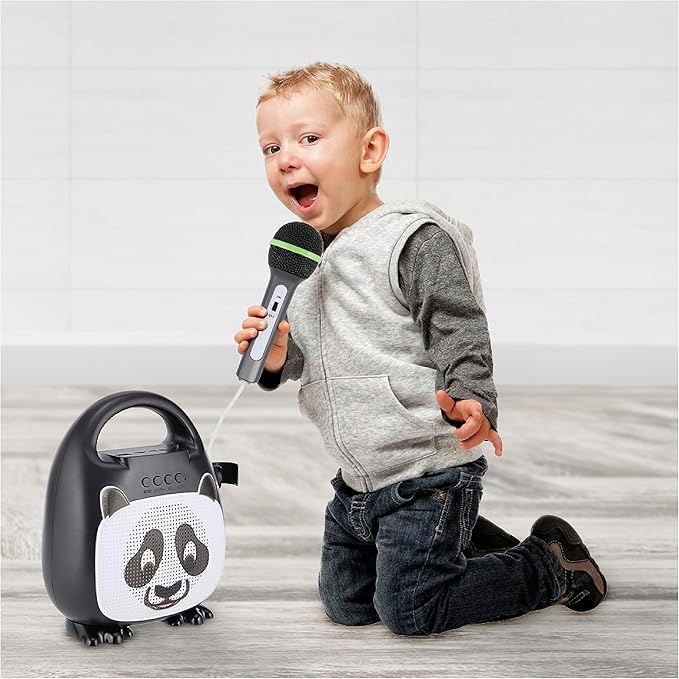 Singimals Kids Karaoke Speaker with Microphone - Unleash Your Child's Inner Superstar, Bluetooth v5.1, 12H Playtime, 5W Speaker, Multicolor LED Lighting, Bam Bam The Panda