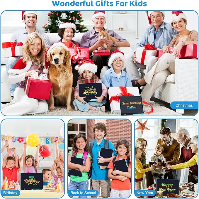 LCD Writing Tablet,16 Inch Colorful Screen Rechargeable Doodle Board Toddler Educational Toys for 3 4 5 6 Years Old Boys Girls Reusable Portable Drawing Tablet Christmas Toys Gifts for Kids (Blue)