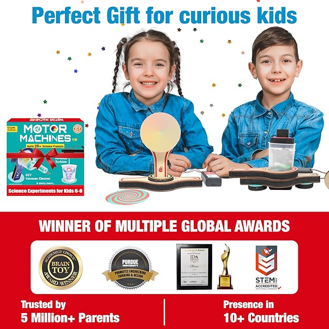 Butterfly EduFields 20in1 Motor Machines STEM Projects Kit for Kids Age Ages 5-7 6-8 8-10 | STEM Toys for Kids 5 6 7 8 9 10 Year Old | Robotics & Engineering Toys | Gift for 6 7 8 9 10 Year Old