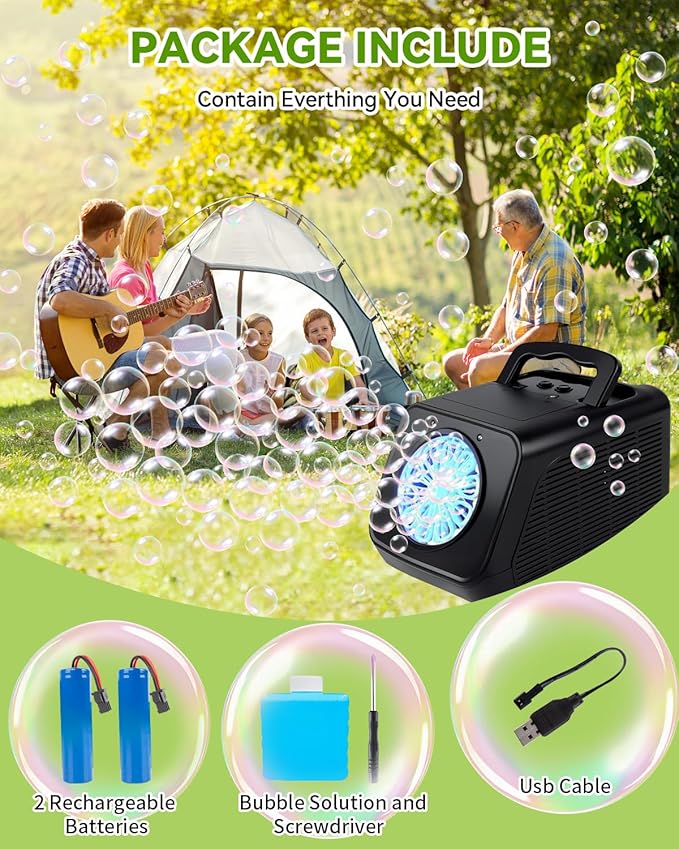 Bubble Machine Rotating Bubble Maker for Kids - 20000+ Big Bubbles Per Minute Bubbles for Toddlers 1-3| Rechargeable Atomatic Bubble Blower for Indoor Outdoor Party Weeding
