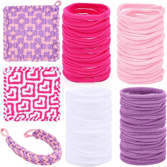 PREBOX 10’’ Potholder Weaving Loom Kit Refill Loops, DIY Crafts Supplies for Kids & Beginners, 112 Colorful Loops to Make 2 Large Pot Holders