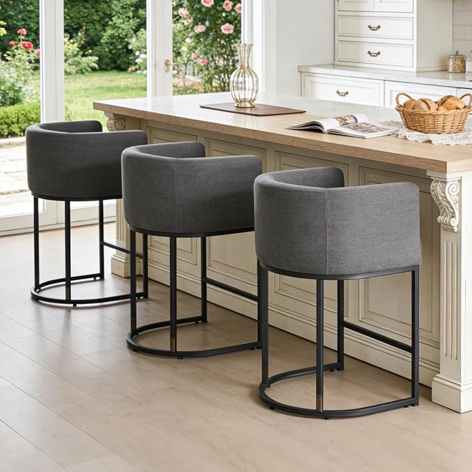 ClinQ 26" H Counter Height Bar Stools Set of 4, Modern Barrel Counter Stools - Image 6