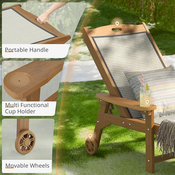 LUE BONA Chaise Lounge Chair Outdoor Set of 4, HDPS and HDPE Wicker Material - Image 6