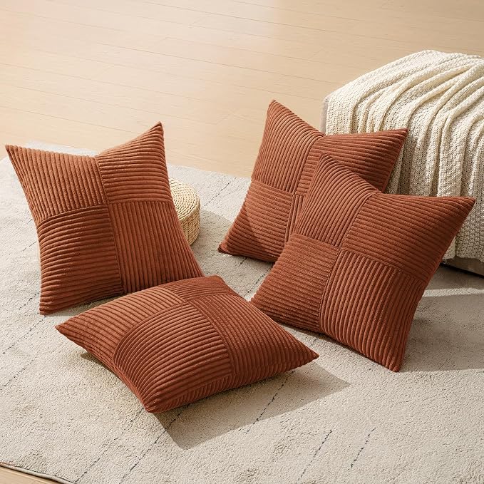 MIULEE Boho Farmhouse Rust Decorative Throw Pillow Covers 18x18 Inch 4 Packs - Image 8