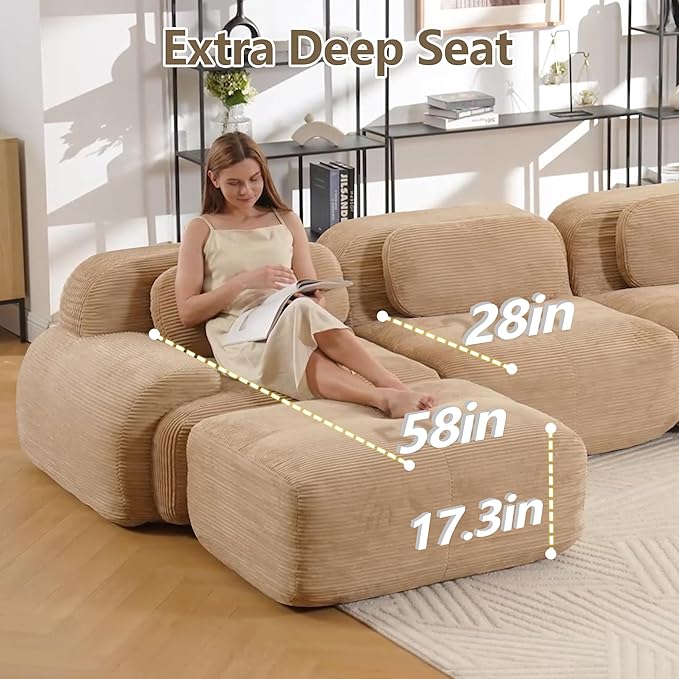 Boneless Sectional Couch, No Assembly Required, 117.3” U Shaped Modular Cloud - Image 5