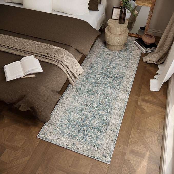 Washable Kitchen Rug Runners for Hallways: 2'x6' Bedroom Rug with Non Slip Backing Low-Pile Soft Indoor Floor Carpet Runner for Indoor Entryway Hallways Kitchen Laundry Room Farmhouse
