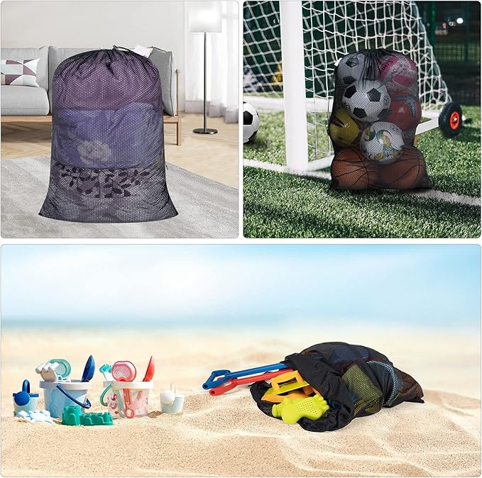 Polecasa Diamond Mesh Laundry Bags, 24 x 36 inches Heavy Duty Mesh Laundry Bag with ID Tag and Drawstring Closure, Large Laundry Hamper Liner, Washable Laundry Bags for Travel, Sports, Dorms (Black)