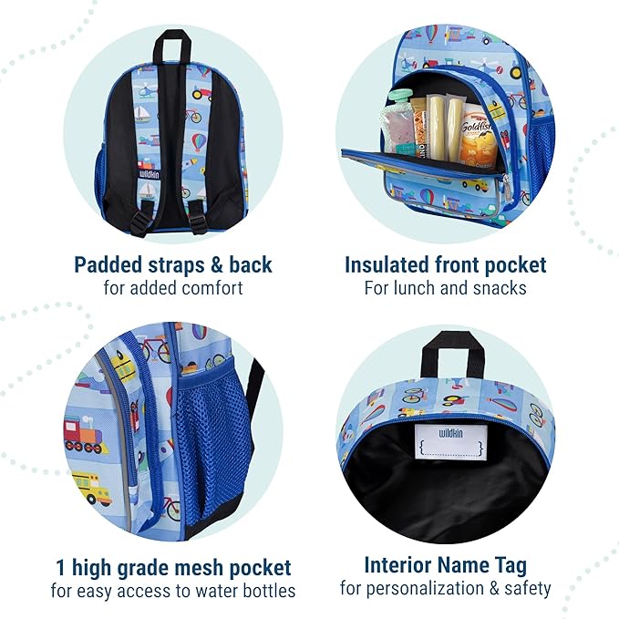 Wildkin 12-inch Kids Backpack – Padded, Adjustable, Ideal for Daycare & Travel - On the Go