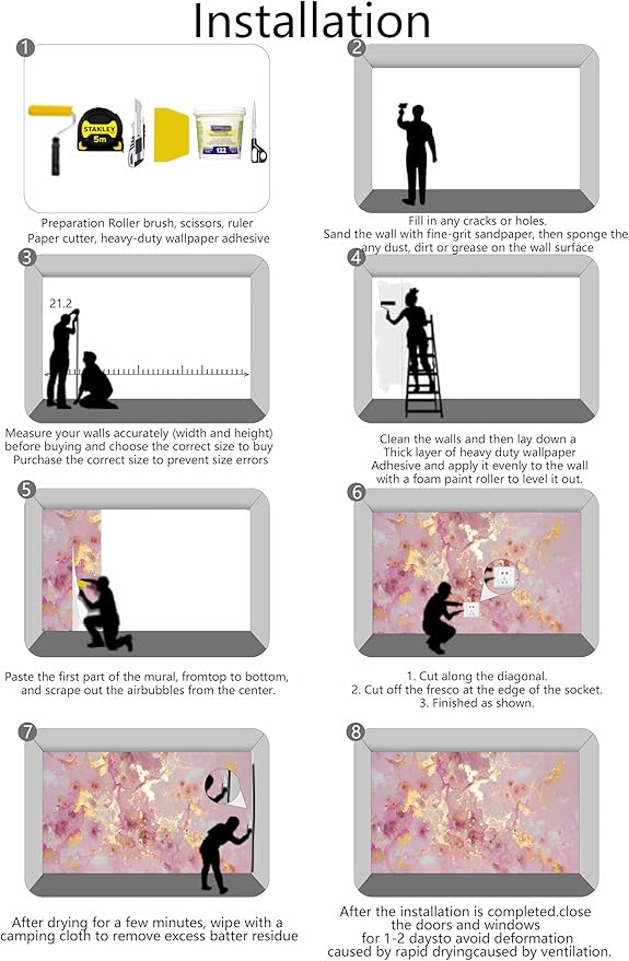 Pink Marble Wallpaper Abstract Gold Texture Murals for Boys and Girls Bedroom Living Room Large Fabric Wall Mural(Not Self-Adhesive)