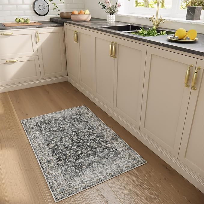 Washable Small Area Rugs for Entryway: Door Mat Indoor Entrance 2x3 Throw Rug Stain Resistant Non-Slip Low Pile Soft Carpets for Kitchen Front Door Indoor Entrance Entry Bedroom