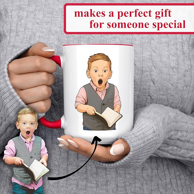 Personalized Coffee Mug, Custom Drawing Portrait Gift, Funny Customized Coffee Gift for Men & Women, Custom Mugs with Pictures, Red 15oz Customized Ceramic Tea Cup